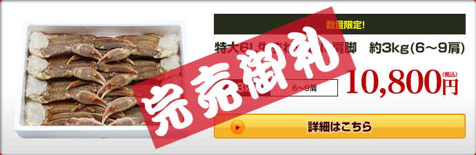 特大6L生ずわいがに肩脚 約3kg(6〜9肩)