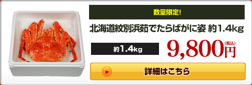 北海道紋別浜茹でたらばがに姿 約1.4kg