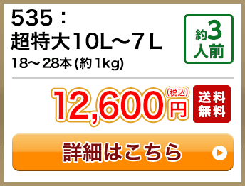 535：超特大10L～7Ｌ 18～28本(約1kg) 約3人前 12,600円(税込) 送料無料