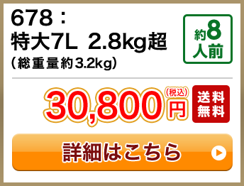 678：特大7L 2.8kg超（総重量約3.2kg）約8人前 セール 20,800円(税込) 送料無料