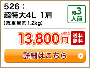 526：超特大4L 1肩（総重量約1.2kg） 約3人前 セール 8,800円(税込) 送料無料