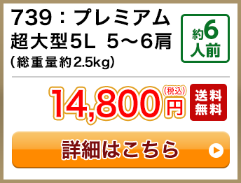 739：プレミアム超大型5L 5～6肩（総重量約2.5kg） 約6人前 14,800円(税込) 送料無料