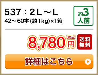 537：2Ｌ～Ｌ 42～60本(約1kg)×1箱 約3人前 8,780円(税込) 送料無料