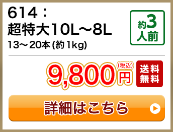 614：超特大10L～8L 13～20本(約1kg) 約3人前 9,800円(税込) 送料無料