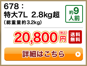 678：特大7L 2.8kg超（総重量約3.2kg）約9人前 20,800円(税込) 送料無料