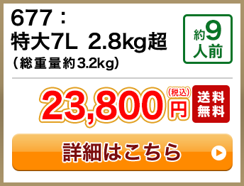 677：特大7L 2.8kg超（総重量約3.2kg） 約9人前 23,800円(税込) 送料無料