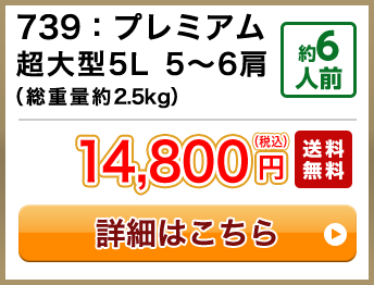 739：プレミアム超大型5L 5～6肩（総重量約2.5kg） 約6人前 14,800円(税込) 送料無料