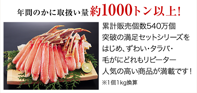 年間のかに取扱い約1000トン以上!