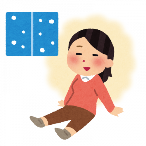 冬の暖かい部屋でくつろぐイメージイラスト