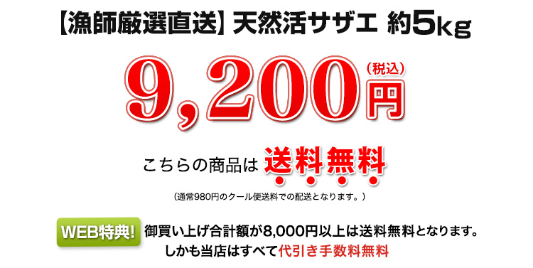 【漁師厳選直送】天然活サザエ 5kg 9,200円（税込）