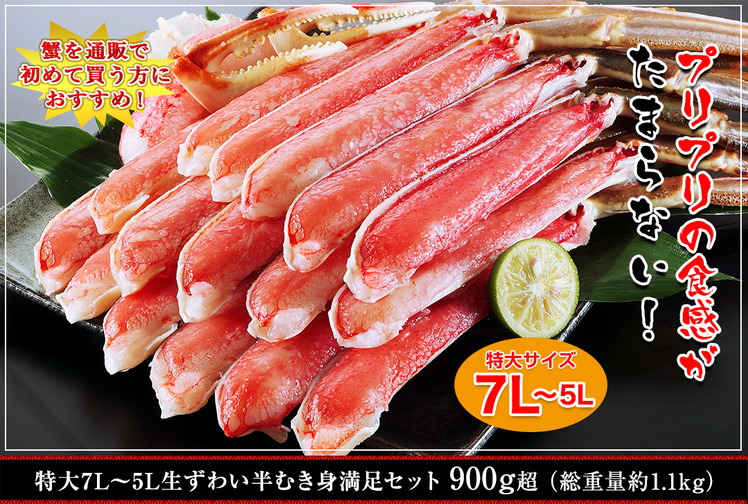 特大7L～5L生ずわい半むき身満足セット 900g超