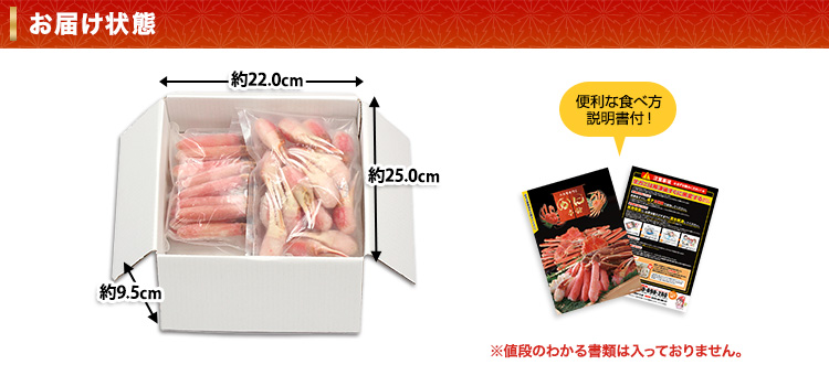 お届け状態｜便利な食べ方説明書付