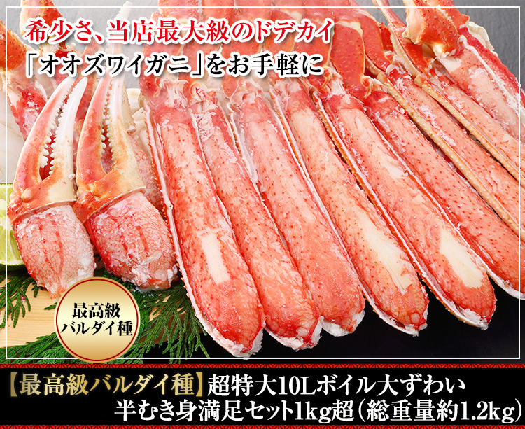 【最高級バルダイ種】超特大10Lボイル大ずわい半むき身満足セット1kg超