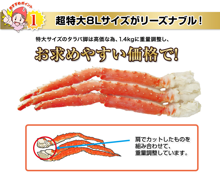 727：超特大8Lボイルたらばがに（総重量約1.4kg）