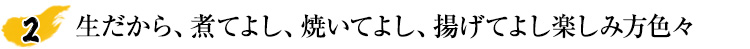 生だから、煮てよし、焼いてよし、揚げてよし楽しみ方色々