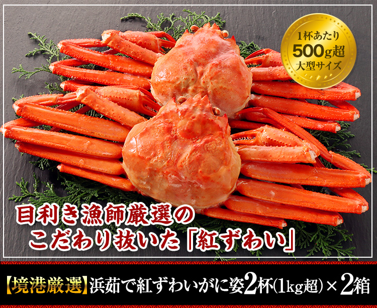 【境港厳選】浜茹で紅ずわいがに姿2杯×2箱
