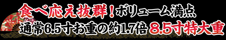 食べ応え抜群！ボリューム満点 通常6.5寸お重の約1.7倍 8.5寸特大重