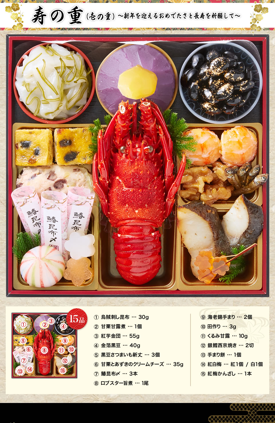 寿の重 ～新年を迎えるおめでたさと長寿を祈願して～