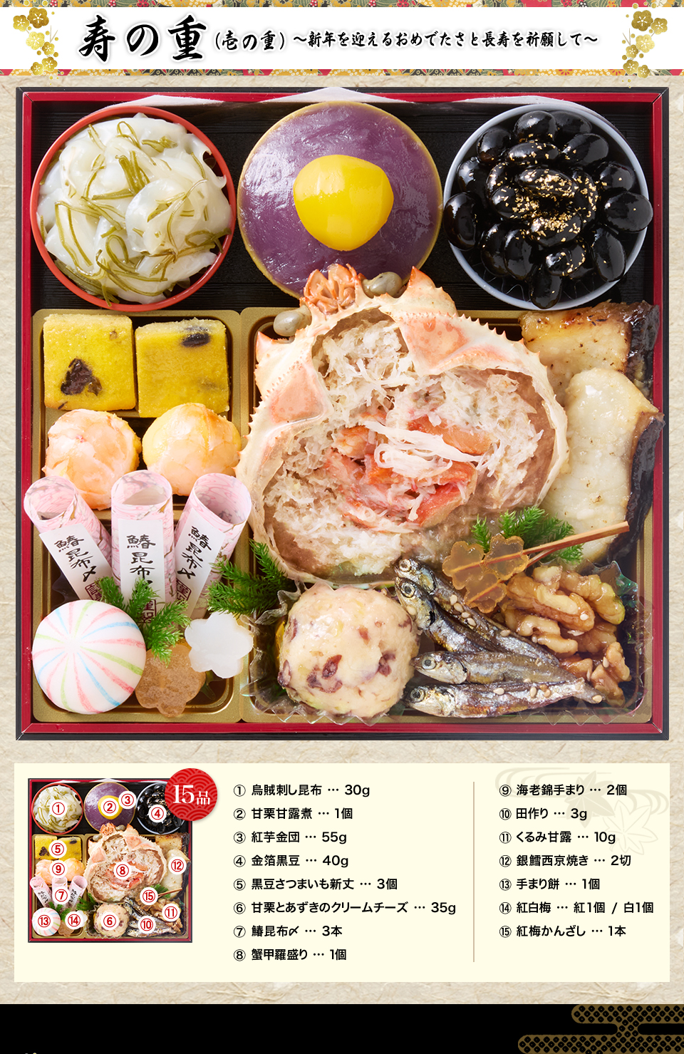 寿の重 ～新年を迎えるおめでたさと長寿を祈願して～