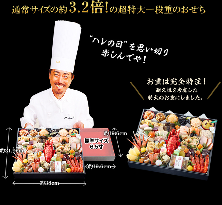 通常サイズの約3.2倍！の超特大一段重のおせち