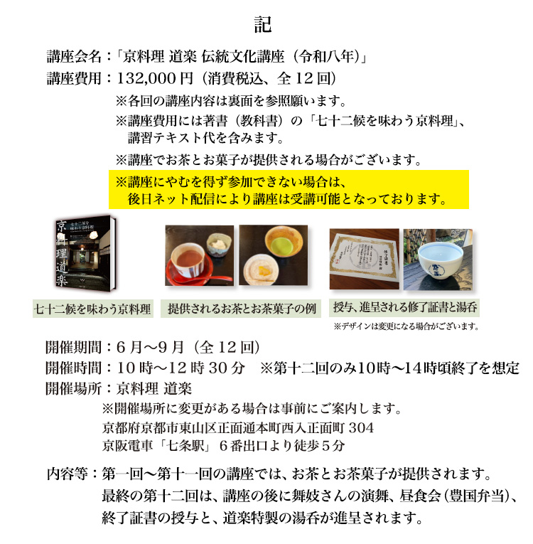 講習会費：132,000円（消費税込、全12回）