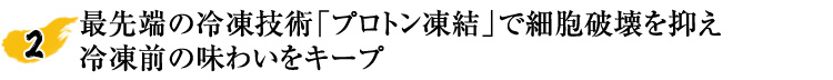 最先端の冷凍技術「プロトン凍結」で細胞破壊を抑え冷凍前の味わいをキープ　