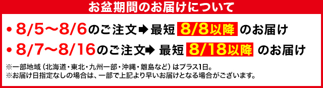 お盆期間のお届けについて
