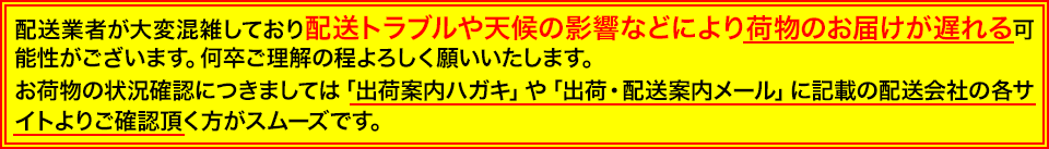 大雪で配送遅延の可能性、各サイトでご確認頂く方がスムーズ